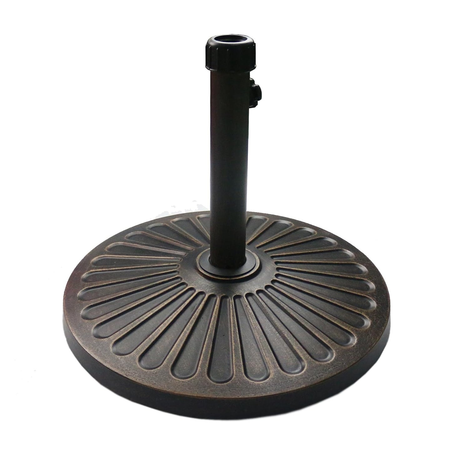 Sunnyglade 18" 30.2-lb Heavy Duty Round Patio Umbrella Base Antiqued Bronze | 30.2-Lb Resin Umbrella Base Keeps Patio Umbrellas Steady with An Elegant Bronze Finish, and 1.38"-1.8" Pole Fit