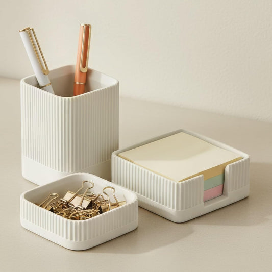 Aesthetic Desk Organizer Set of 3 For Your Office... (3 Count | Gray | Metal)