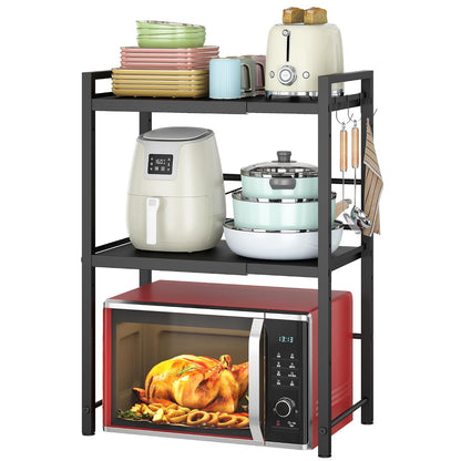 Microwave Oven Rack, Expandable Microwave Stand Co... (Black | Carbon Steel)