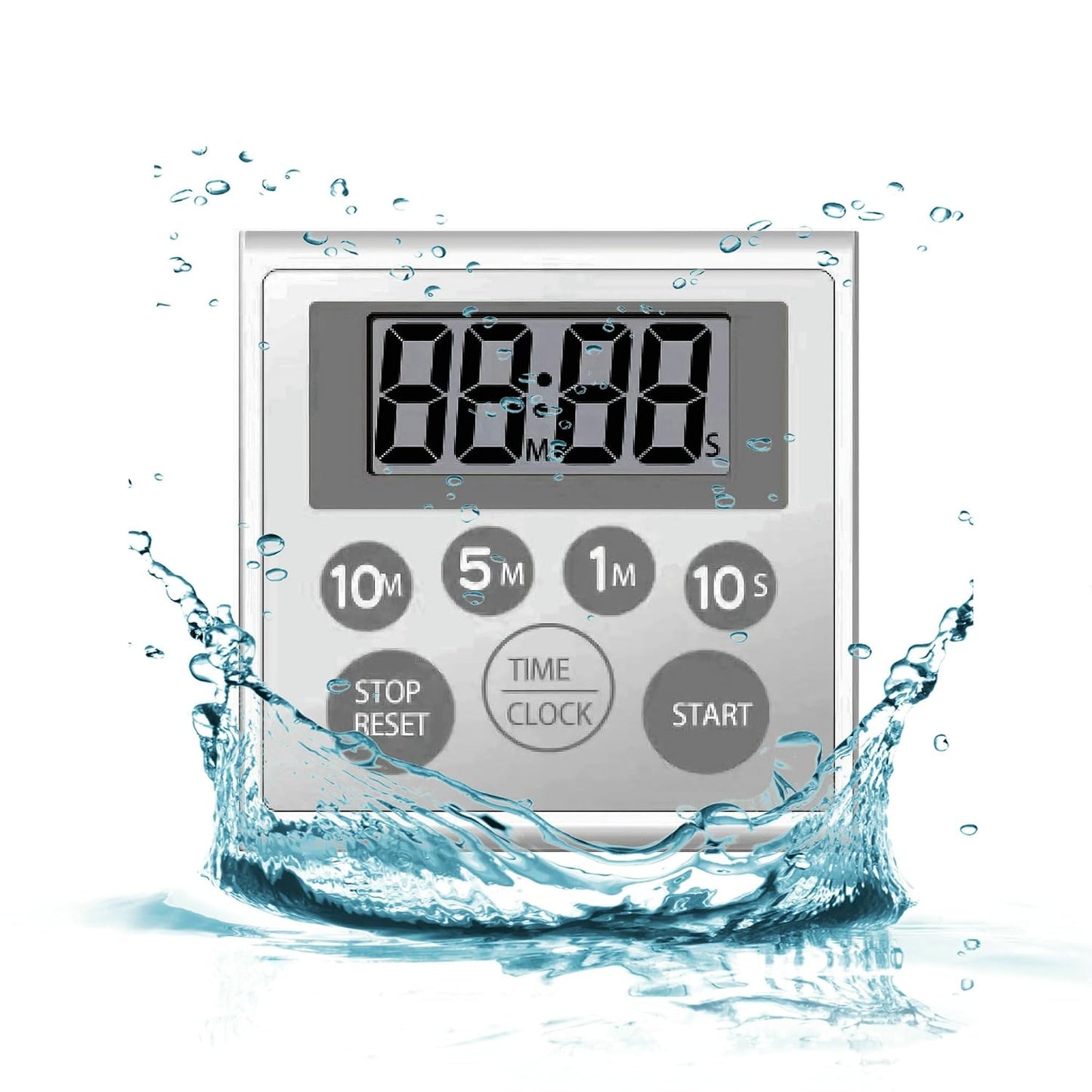 Digital Timer Waterproof Shower Timer Shower Clock Bathroom Kitchen Timer with Strong Magnet and Large LCD Display (Waterproof 7 Key)