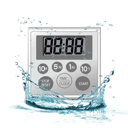 Digital Timer Waterproof Shower Timer Shower Clock Bathroom Kitchen Timer with Strong Magnet and Large LCD Display (Waterproof 7 Key)