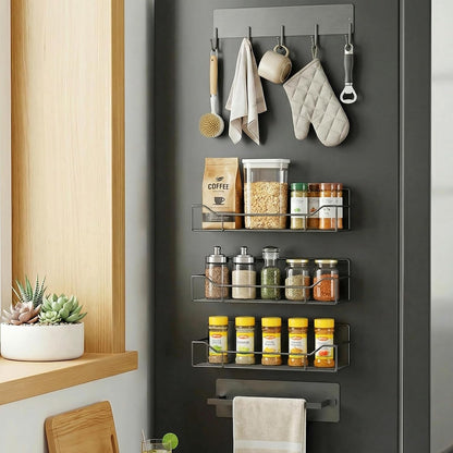Magnetic Spice Rack for Refrigerator, 5 Pack Magne... (Gray | Iron)