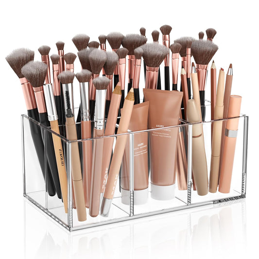 Clear Makeup Brush Holder Organizer Acrylic 6-Slot... (Clear | Acrylic)