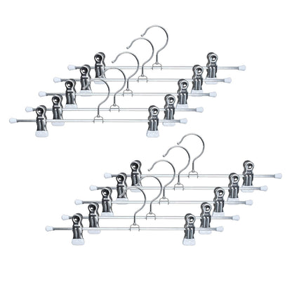 Mawa by Reston Lloyd Non-Slip Space-Saving Clothes Hanger For Pants & Skirts with Two Non-Slip Clips, Style K/30D, 12-Inch, Set of 10, White