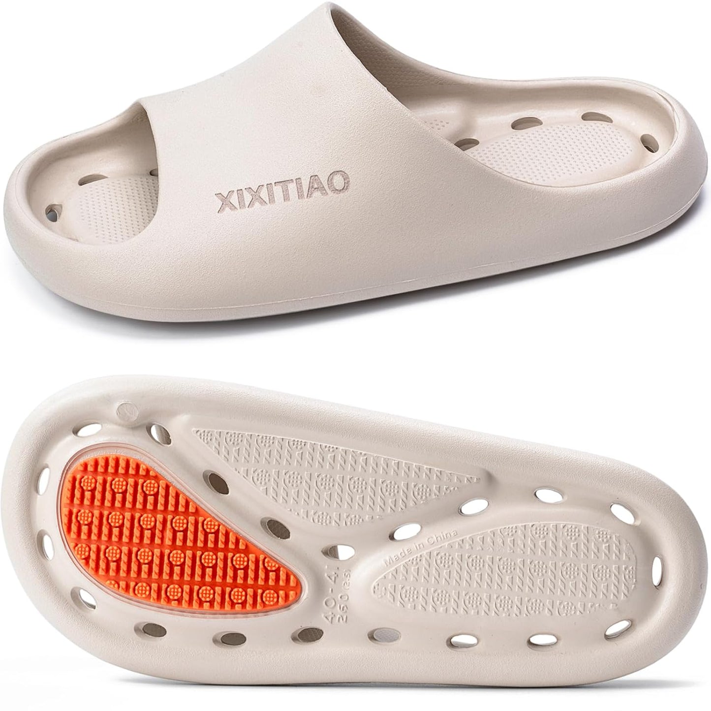 XIXITIAO Non Slip Quick Drying Shower Shoes with Drain Holes | Shower Slippers for College Dorm, Bathroom, Pool and Beach, Lightweight EVA, Non Slip Grain Sole, Toe Protection