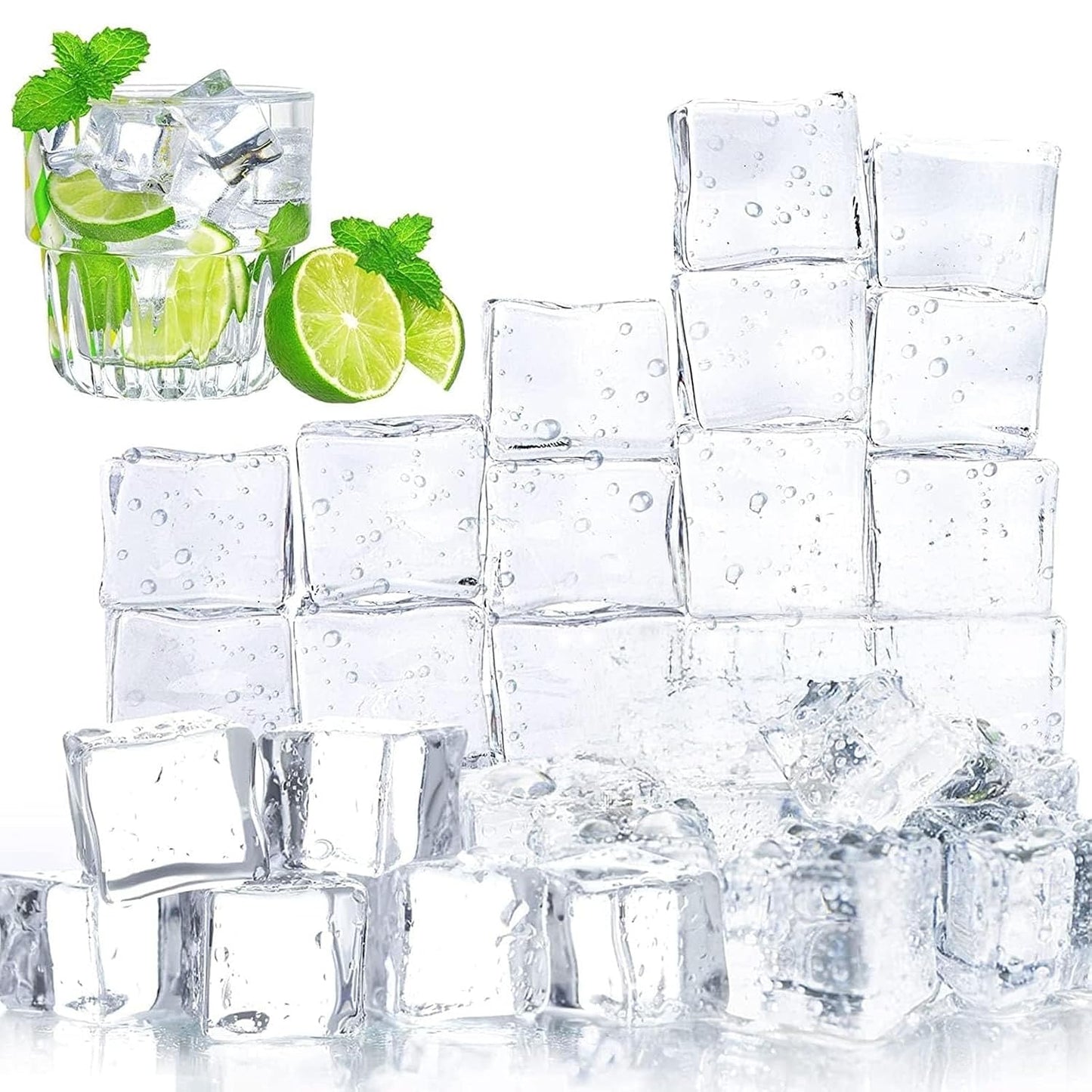 100 PCS Clear Fake Ice Cubes, 1x1x0.8Inch Acrylic Ice Vase Fillers | Table Centerpiece Photography Accessories Food Props, Table Scatter Decoration