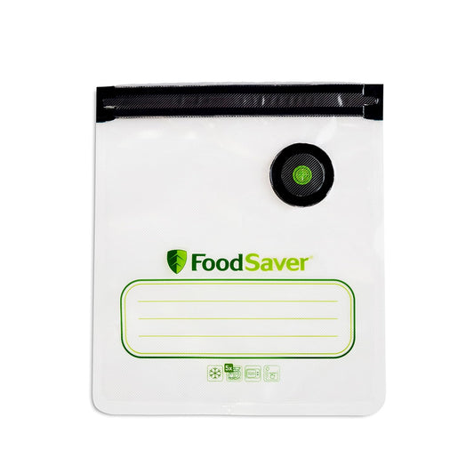 FoodSaver Reusable Quart Vacuum Zipper Bags, 10 Count, BPA-Free, Microwave Safe, Leakproof