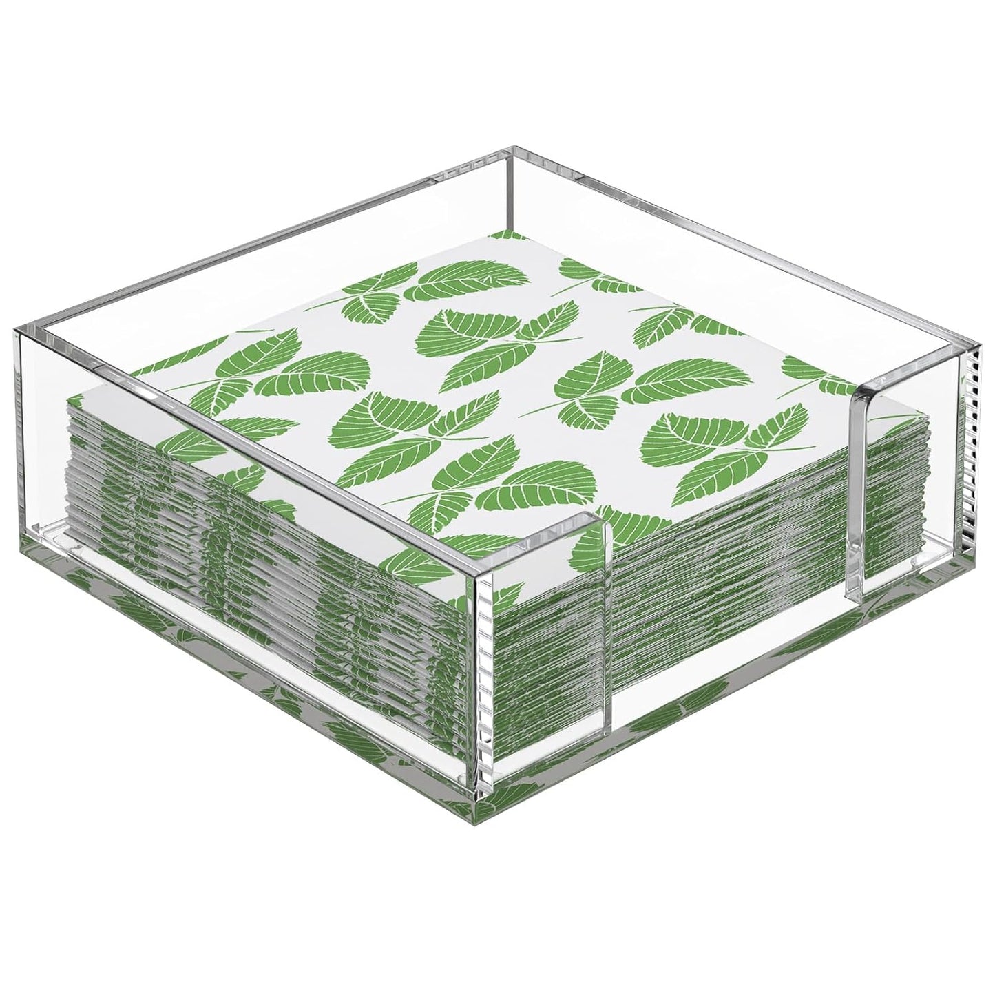 MaxGear Acrylic Cocktail Napkin Holder for Table, Clear Guest Towel Holder | Fits 5x5 Napkins, Durable Acrylic Construction, Stable Non-Slip Pads, Ideal For Bar, Party, Kitchen and Dining Table Use