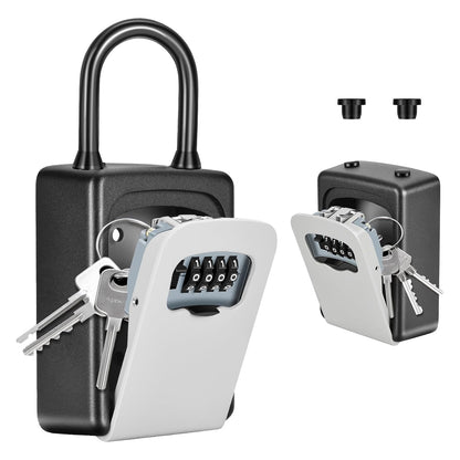 Portable Key Lock Box, Upgrade Clearly Visible Numbers, Lock Box Wall Mounted for House Key, 5 Key Capacity, Weatherproof Resettable Code (1 Pack, Gray)