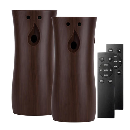 (2-pack) Automatic Air Freshener Spray Dispenser, Wall Mounted or Freestanding Sprayer Holder, Multiple Time Settings, Use in Commercial and Home (Wood, 1121)