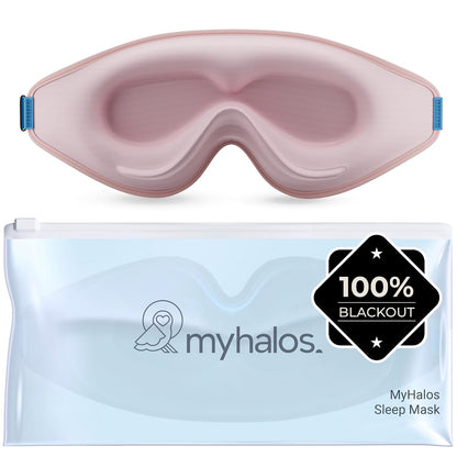 MyHalos® Sleep Mask for Men and Women, 3D Blackout Eye Masks for Sleep | Sleeping Mask, Blindfold, Zero Pressure, Breathable, Side Sleepers & Eyelash Friendly, Night & Travel Eye Mask (Peach)