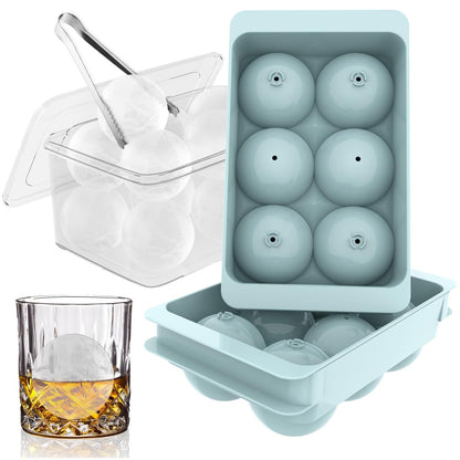 Large Ice Cube Molds, 2 Pack Round Ice Cube Mold with Storage Bin and Tongs, Makes 12 × 1.9-Inch Ice Spheres, Easy Fill and Twist Release for Whiskey, Bourbon and Cocktails