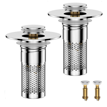 Bathroom Sink Drain Strainer,Universal Pop-Up Sink Stopper Hair Catcher, Anti-Clog Stainless Steel Drain Filter Basket, Removable Sink Drain for Bathroom Sink Stopper
