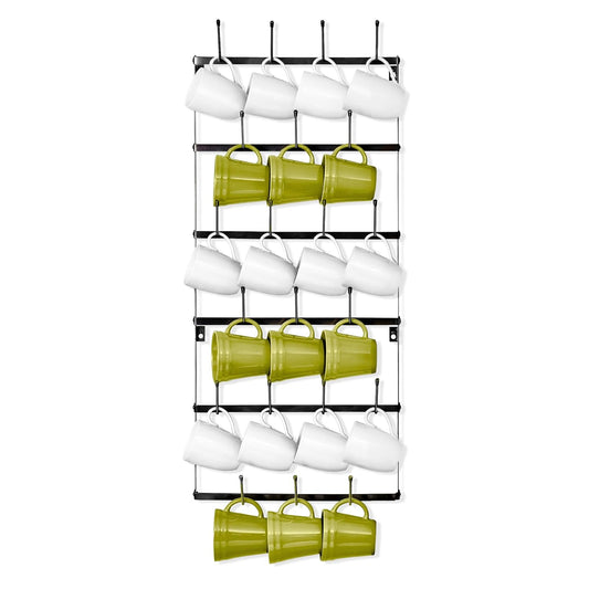 Sorbus Mug Rack for Wall - Small Rustic Coffee Mug Holder Wall Mount with 21 Hooks, Coffee Cup Display Rack, 6-Tier Metal Mug Organizer for Home, Kitchen & Bar, Coffee Station, Dining Room