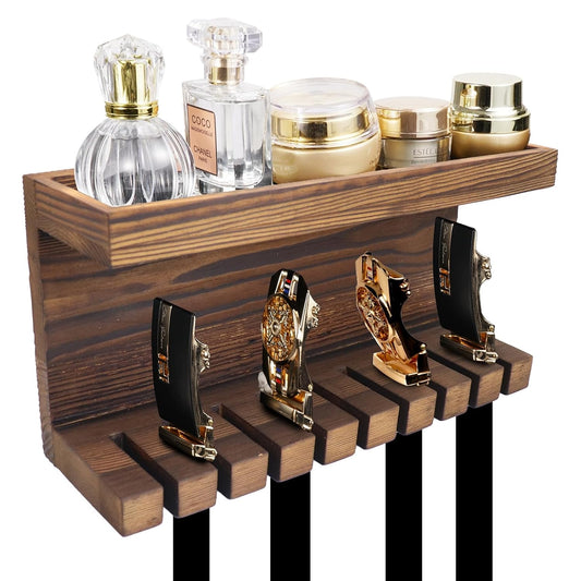 Yamahiko Belt Storage Organizer for Closet, Belt Hanger Wall Mounts with Double Shelving Platform, Belt Rack Holder Shelf for Closet Door, Wall Closet Organizer Tie Belt Hanger Rack for Men Women