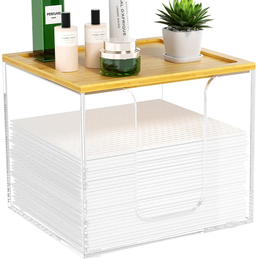 Disposable Face Towel Holder Box, Acrylic Facial T... (Clear 1 | Acrylic, Bamboo)