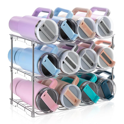 Larger Water Bottle Organizer for Stanley 40 oz Tumbler, Tumbler Organizer | Stackable Water Bottle Holder Rack for Cabinet, Kitchen Storage Organizer for for Stanley Cup Accessories, Tumbler Storage