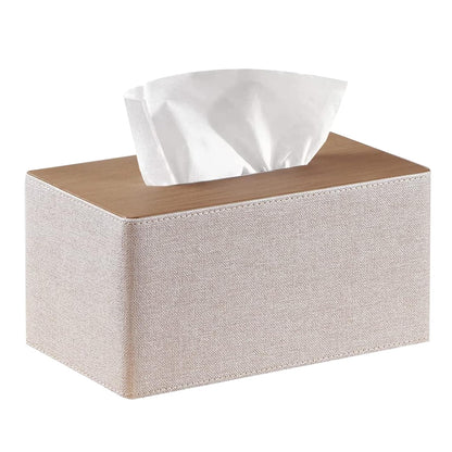 Larger Tissue Box Cover, Modern PU Leather Rectangular Facial Tissue Holder | Minimalist Tissue Organizer/Dispenser, Napkin Storage Box for Bathroom,Vanity Countertop, Nightstand, Office, Home Decor