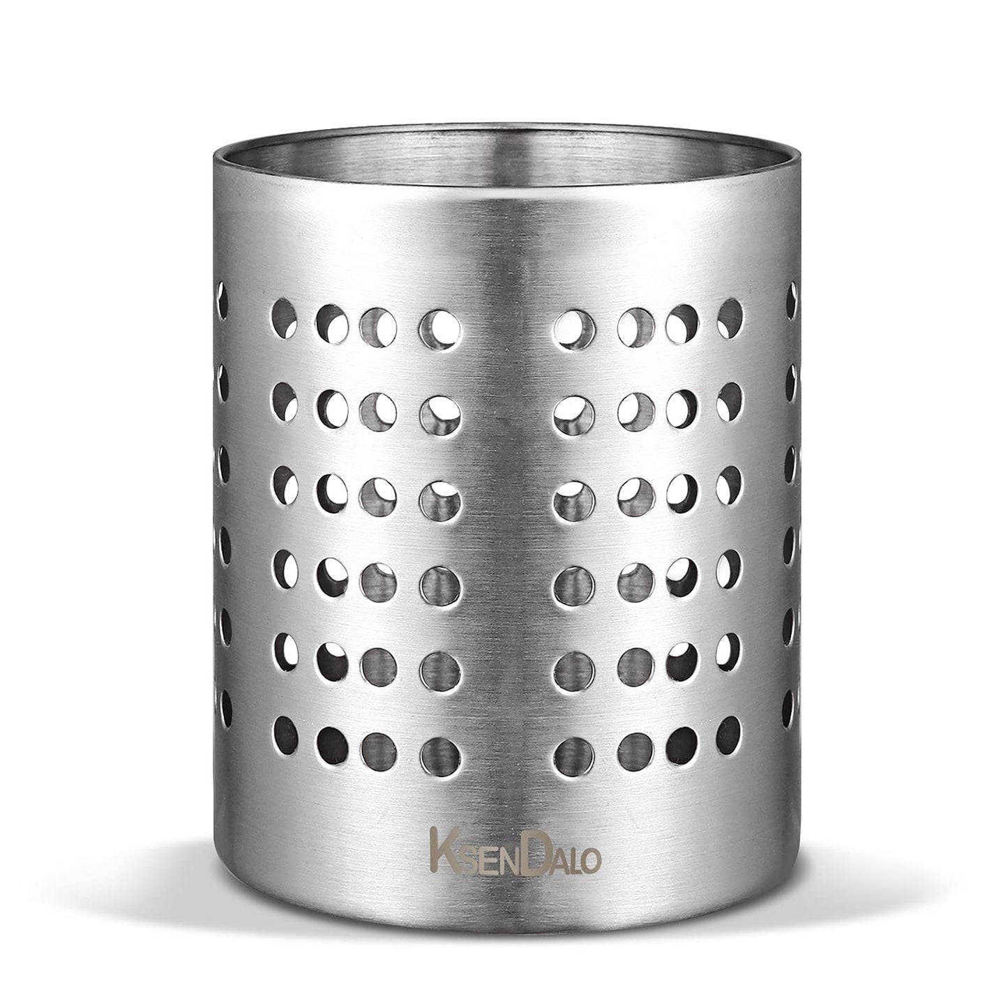 SUS304 Small Stainless Steel Utensil Holder for Countertop, Silver | 18/8 Stainless Silverware Utensil Drying Rack, Sturdy Rust Resistant, 5.32inch Tall, Dishwasher Safe