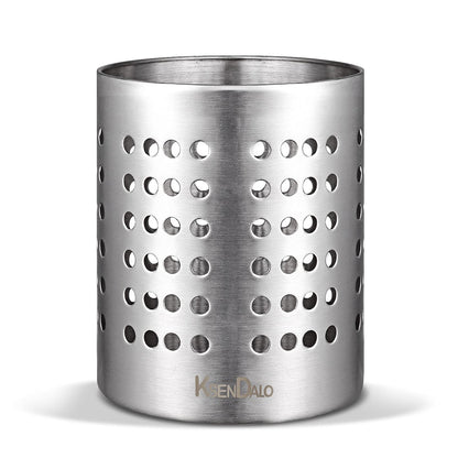SUS304 Small Stainless Steel Utensil Holder for Countertop, Silver | 18/8 Stainless Silverware Utensil Drying Rack, Sturdy Rust Resistant, 5.32inch Tall, Dishwasher Safe