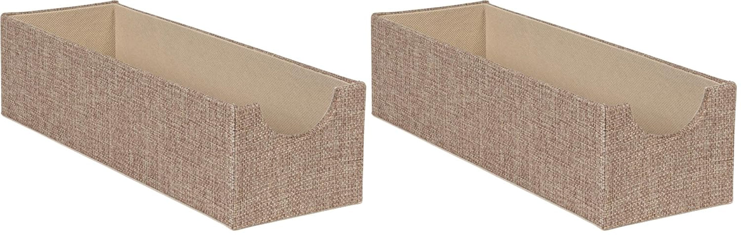Household Essentials Brown 720-1 Deep Drawer Organizer Box for Storage | 12 in x 4 in x 3.13 (Pack of 2)
