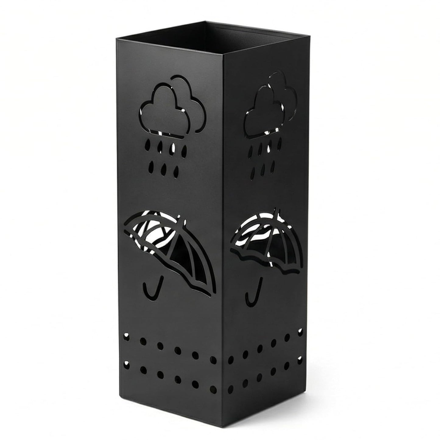 BEWBBAT Umbrella Stand Rack for Entryway, Black Square Metal Umbrella Holder, Free Standing Umbrella Storage Organizer Bin with for Home Office Hotel Decor, 6 x 6 x 17 Inch, Hold 6 Umbrellas