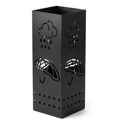 BEWBBAT Umbrella Stand Rack for Entryway, Black Square Metal Umbrella Holder, Free Standing Umbrella Storage Organizer Bin with for Home Office Hotel Decor, 6 x 6 x 17 Inch, Hold 6 Umbrellas