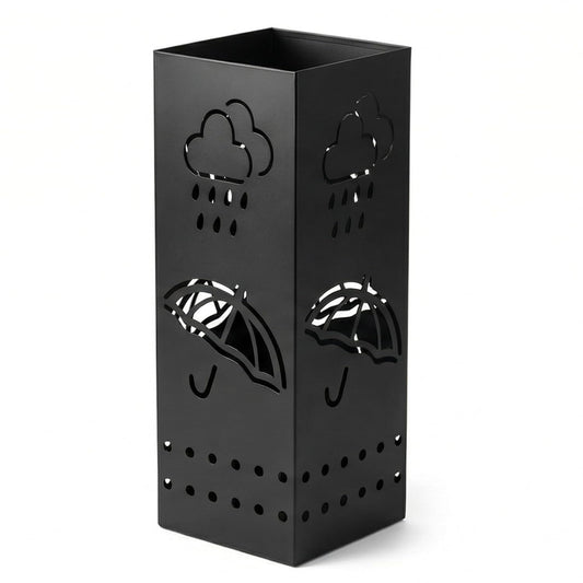 BEWBBAT Umbrella Stand Rack for Entryway, Black Square Metal Umbrella Holder, Free Standing Umbrella Storage Organizer Bin with for Home Office Hotel Decor, 6 x 6 x 17 Inch, Hold 6 Umbrellas