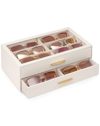 Lolalet Enlarged Sunglasses Organizer for women | Multi Eyewear Storage Box, Eye Glasses Case Display Holder with Clear Lid for Eyeglass Collection