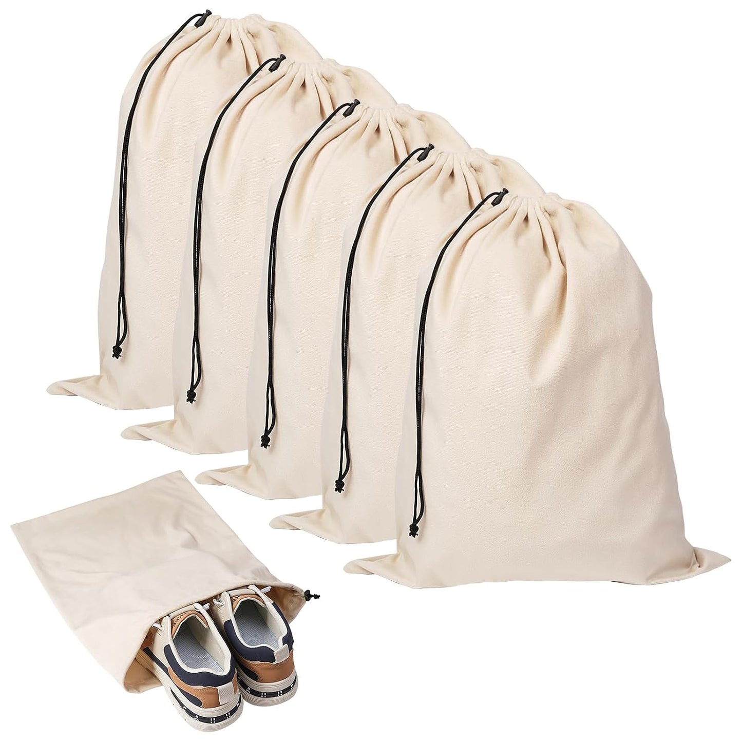 5 Pack Shoe Bags for Travel, Washable Dust Bags Drawstring Travel Shoe Bag | 17.7" x 13.8" Dustproof Travel Shoe Bag for Packing, Reusable Storage Bags with Drawstring Closure for Handbags Shoes Toys