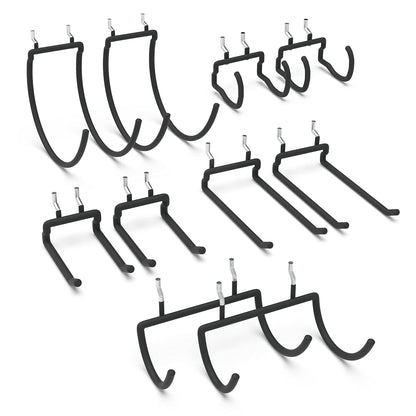 HUHOLE 10 Pack Pegboard Drill Holder Utility Hooks for 1/4 Inch Pegboard | Tool Holders with 20 lb Capacity for Power Tools, Hammers, Cords, Hoses, Shovels, Brooms and Garage Storage