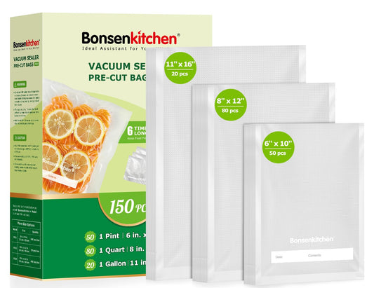 Vacuum Sealer Bags, Commercial Grade, BPA Free (150 Count | clear | Plastic)