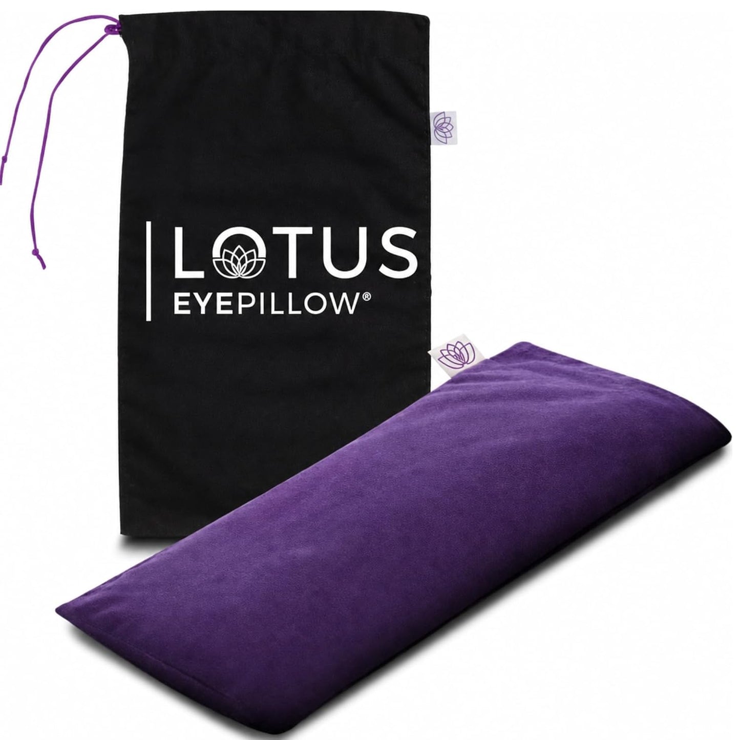 Lotus Lavender Eye Pillow - Weighted Mask for Yoga & Sleep | NOLAVA Sleep & Wellbeing App included; warm or cool headache relief; organic cotton, lavender-flaxseed fill.