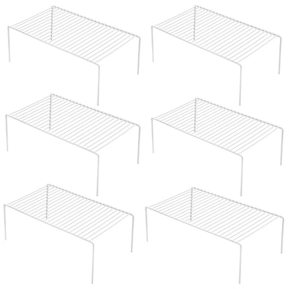 Set of 6 Large (15.7 x 9.4 Inch) Kitchen Cabinet Organizer Shelf, Wire Freezer Storage Shelves Rack, Rustproof Steel Metal Shelf Riser for Dish Plates Pantry Cupboard Organization, White