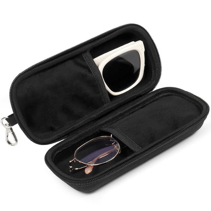 Double Eyeglasses Case Hard Shell Dual Sunglasses Organizer with Zipper Closure Travel Eyewear Storage for Vehicle