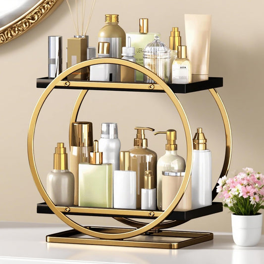 Makeup Organizer Vanity, Black Gold Perfume Organi... (Metal)