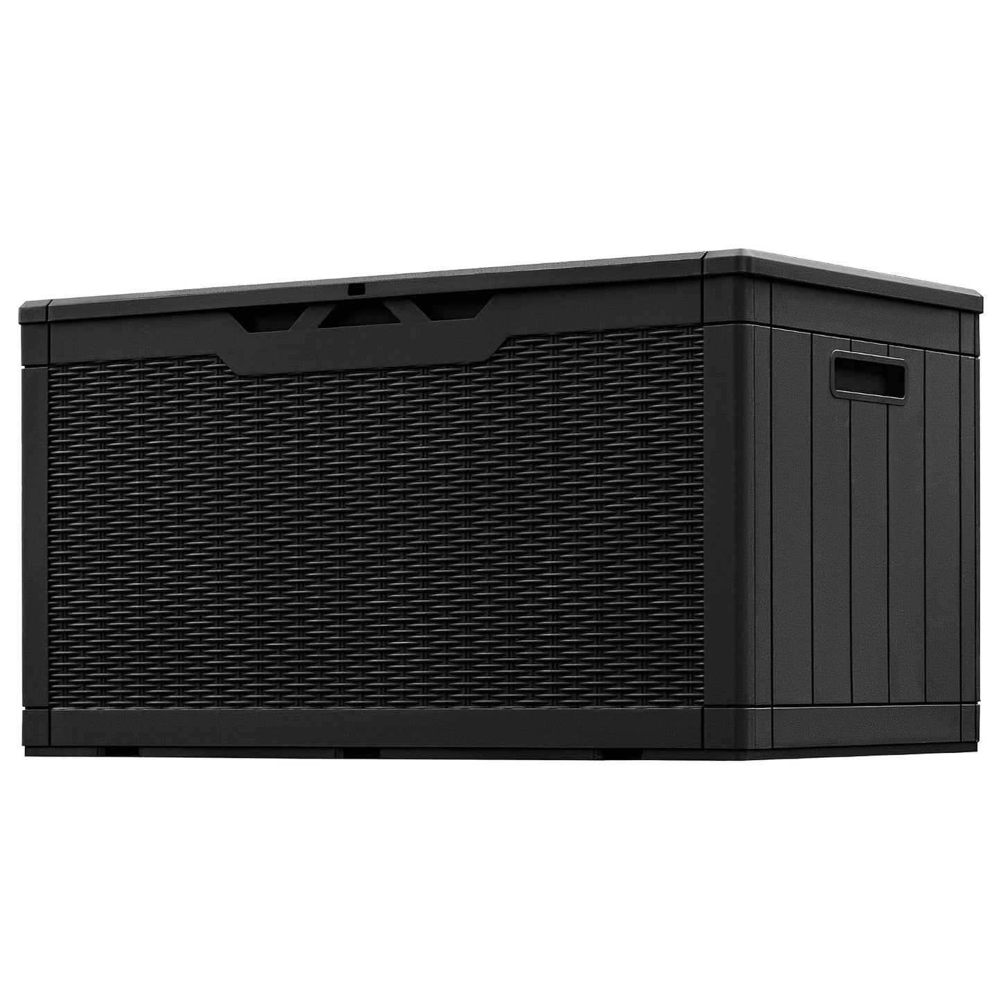 Greesum 100 Gallon Resin Patio Storage Box for Garden Tools, Black | Outdoor Furniture Cushions, Pool Supplies