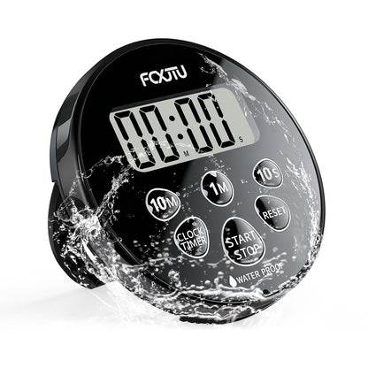 Digital Waterproof Shower Timer, Magnetic Bathroom Shower Clock | 99 Min 50 Sec Countdown, Count up, 12/24H Clock, Loud Alarm, Stand, Hanging Hole, Easy Operation, Child Friendly for Kitchen