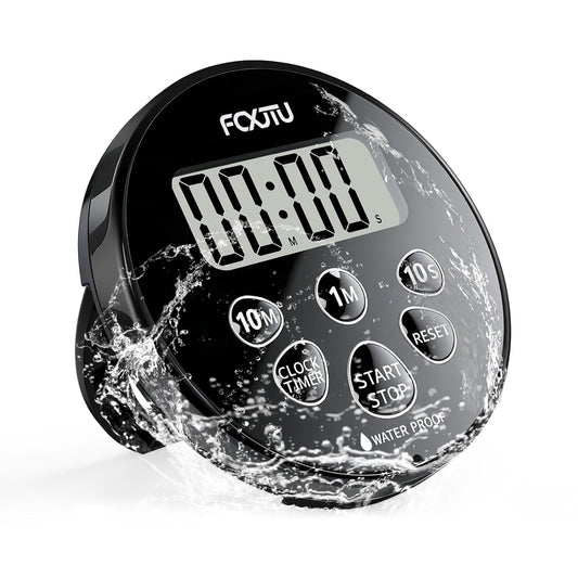 Digital Waterproof Shower Timer, Magnetic Bathroom... (Dark Black | Plastic)