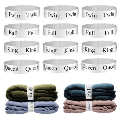 12pcs Bed Sheet Organizers and Storage Bands | for Closet Organization Linen Labels King Twin Full Queen Bedding Bands Elastic Sheet Straps