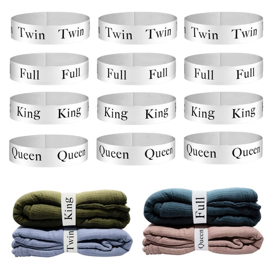 12pcs Bed Sheet Organizers and Storage Bands | for Closet Organization Linen Labels King Twin Full Queen Bedding Bands Elastic Sheet Straps