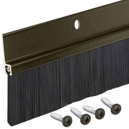 Brown Aluminum Brush Door Sweep for Bottom of Door Exterior, 36 Inch, Metal Door Sweep for Interior & Exterior Doors, Storm Doors, & Screen Doors, Seals Gaps up to 1-1/2", Made in USA