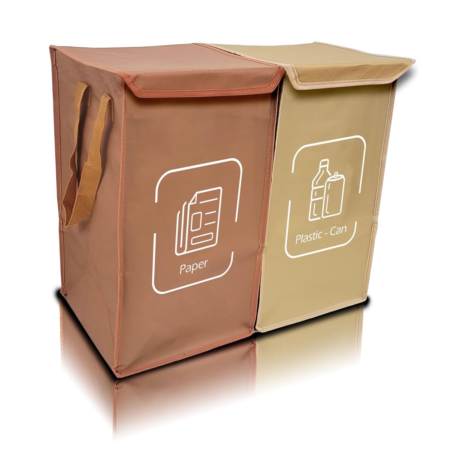 NYIKA - Recycling Organizer - Reusable Recycling Bags - Recycling Sorter - Trash Sorting Bins - 2 Compartment Recycle - Pack of 2 Bags with Lid