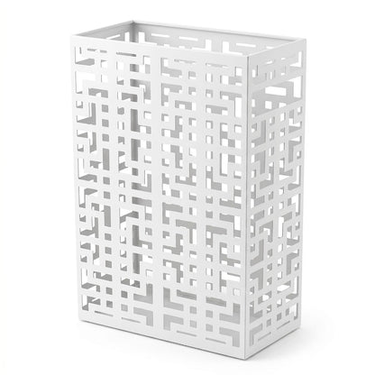 BEWBBAT Umbrella Holder Stand for Entryway, Square Metal Umbrella Rack, Freestanding Rectangular Hollow Rack for Home Office, 16 x 10 x 5 Inch, White
