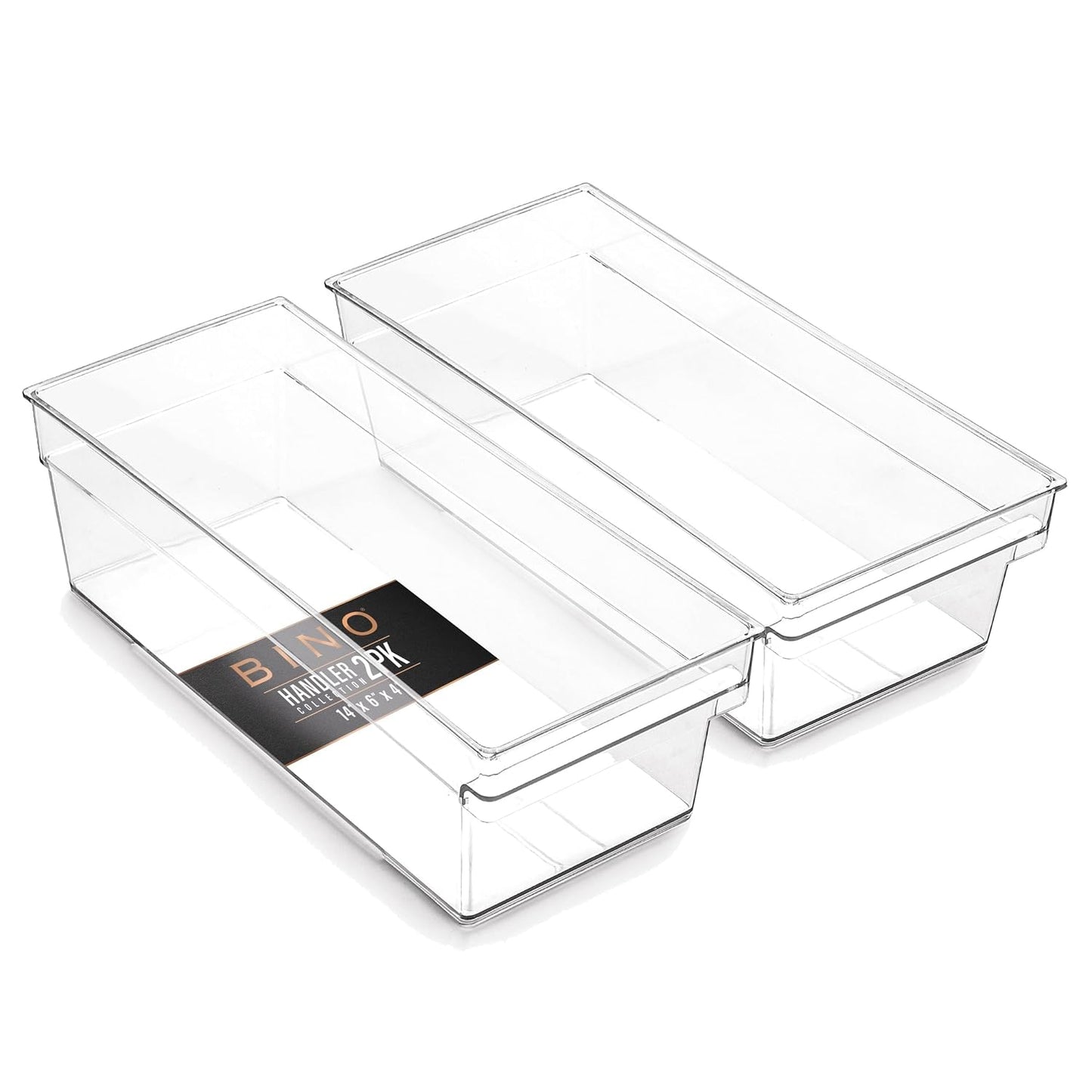 BINO | Plastic Storage Bins, Medium | THE HANDLER COLLECTION | Multipurpose Organizer Bins | Kitchen Pantry Organizers and Storage | Clear Containers for Organizing Home | Freezer Organizer