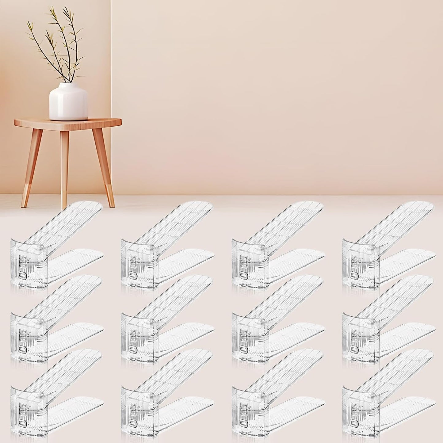 Shoe Slots Organizer for Closet,12PACK Shoe Stacker Shoe Rack Organizer for Closet Space Saver Storage Shoe Holder Organization(Transparent)
