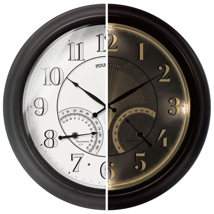 18" Illuminated Outdoor Clocks for Patio Waterproof | Adjustable Thermometer & Hygrometer,Oil Rubbed Bronze Black, IP65 Weatherproof & Easy to Read for Patio,Pool & Home Decor