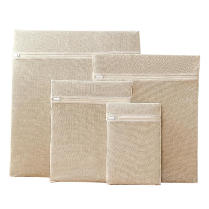 4-Piece 100% Cotton Mesh Laundry Bags, Premium Soft No-Dye Natural Delicate Bags with Sturdy Zippers, Breathable for Underwear, Socks, Clothes & Pants