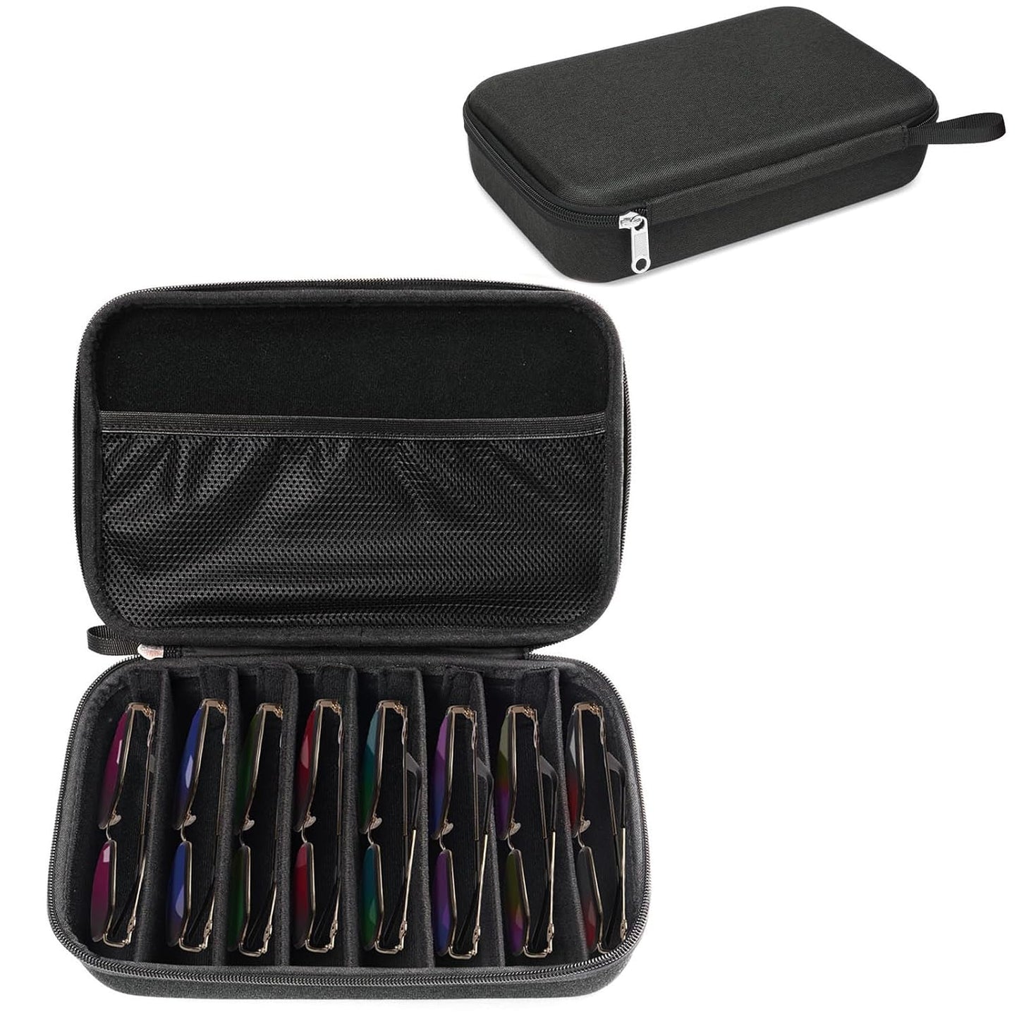 Bukere Travel Sunglasses Organizer Case Adjustable Slot For Multiple Eyeglasses Hard-shell Portable Storage Box for Men Women