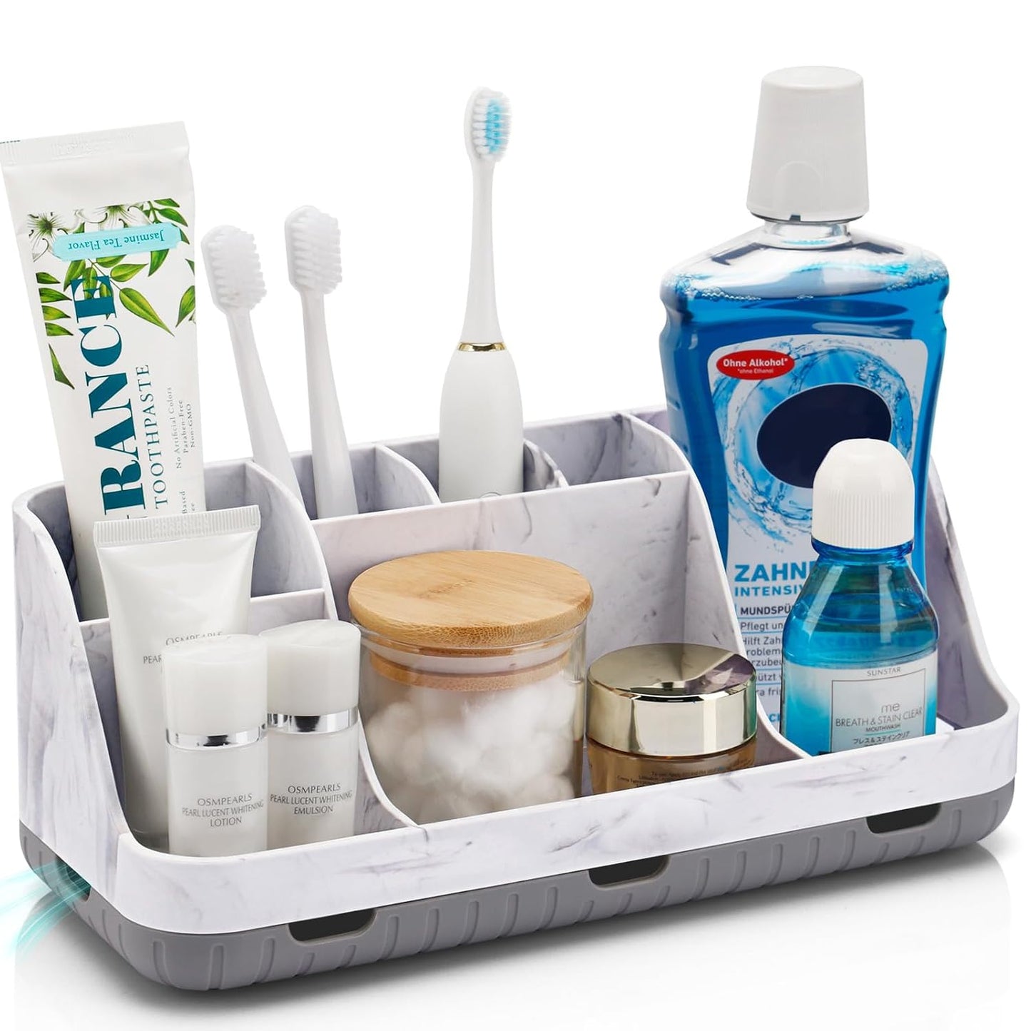 Marble Bathroom Countertop Organizer - Detachable... (Marble Grey | Plastic)